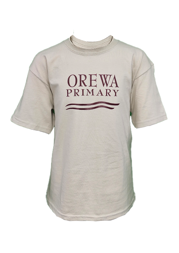 Orewa Primary School PE Tee (Cotton) Sand Kids